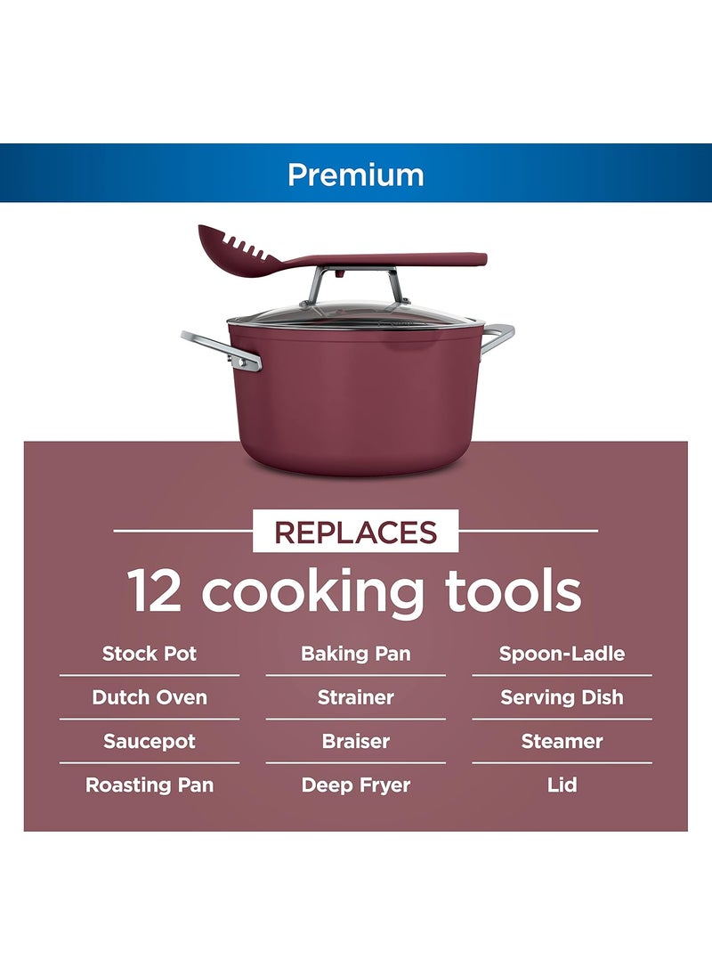 Ninja Ninja CW202RD Foodi NeverStick PossiblePot Premium Set with 7Quart Capacity Pot Roasting Rack Glass Lid  Integrated Spoon Nonstick Durable  Oven Safe to 500F Cherry Tart  - Image 2
