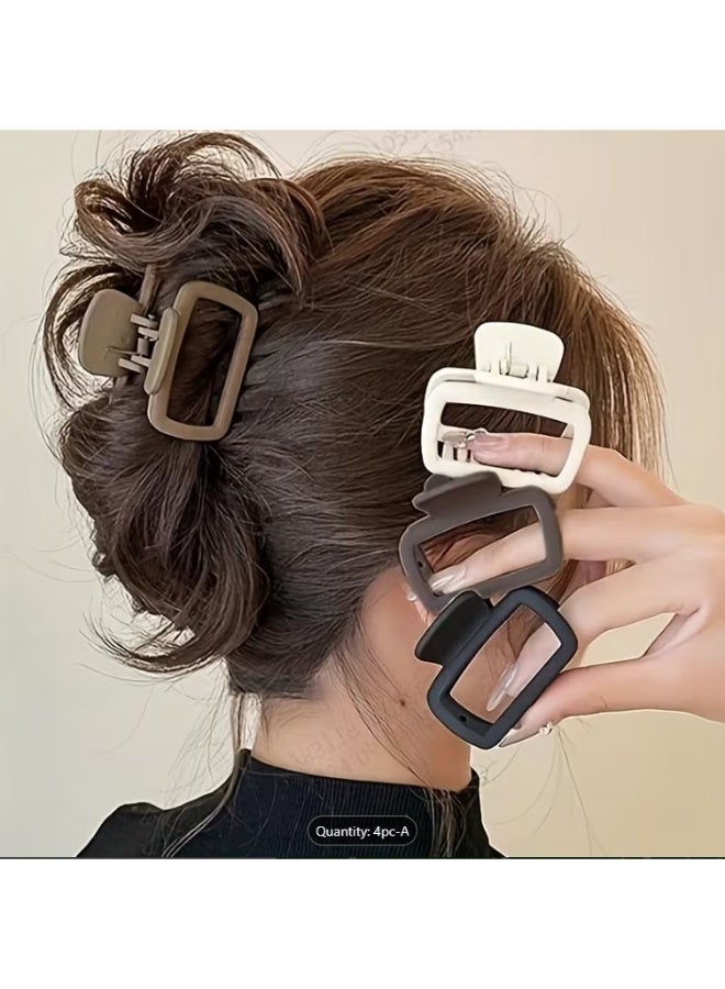 4pcs Set Elegant Matte Square Hair Claw Clips, Assorted Colors - Image 5