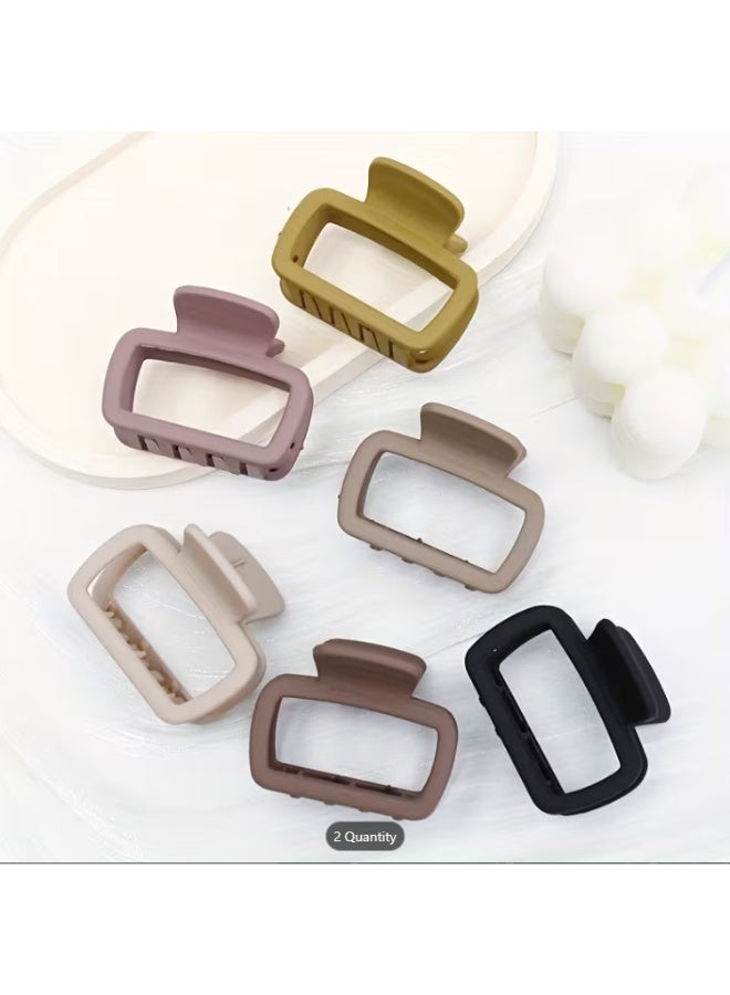 4pcs Set Elegant Matte Square Hair Claw Clips, Assorted Colors - Image 1