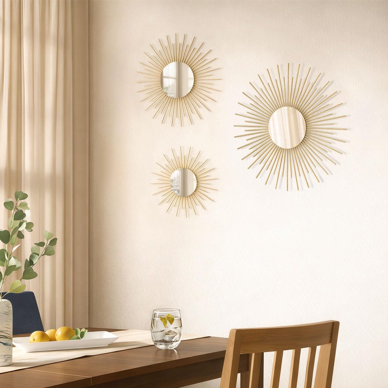 AIM & GGKK Gold Metal Wall Decor, Set of 3 Modern Metal Wall Art for Living Room, Minimalist Contemporary Gold Decor for Bedroom, Boho Accent Home Decoration - Image 1