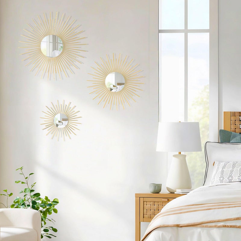 AIM & GGKK Gold Metal Wall Decor, Set of 3 Modern Metal Wall Art for Living Room, Minimalist Contemporary Gold Decor for Bedroom, Boho Accent Home Decoration - Image 3