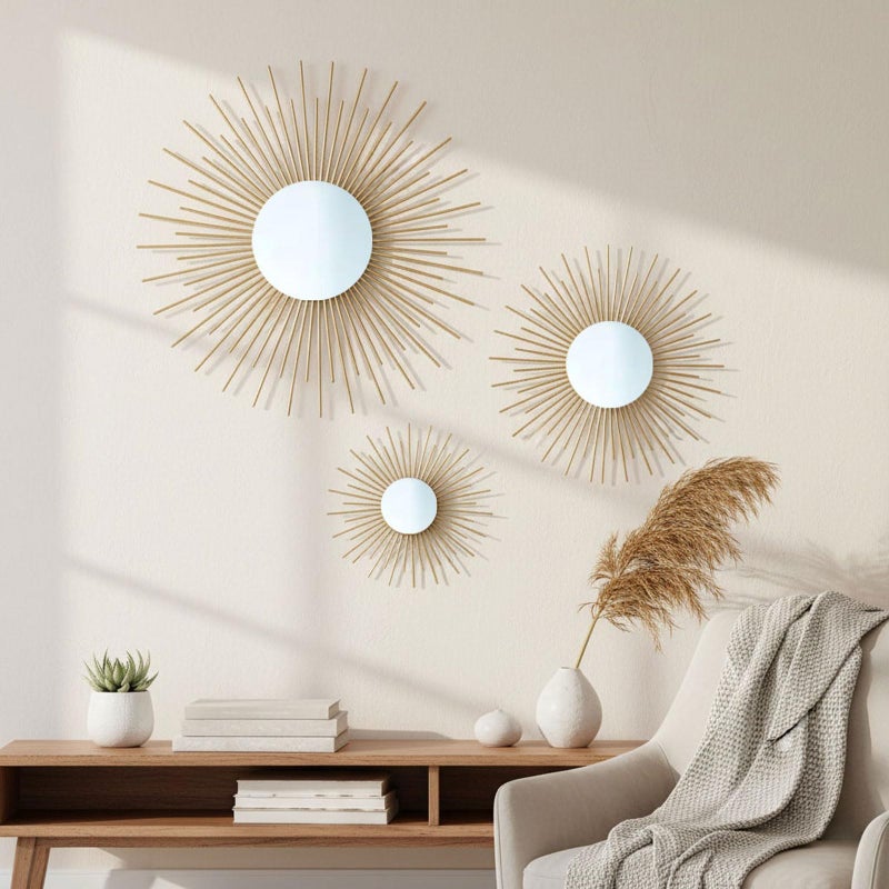 AIM & GGKK Gold Metal Wall Decor, Set of 3 Modern Metal Wall Art for Living Room, Minimalist Contemporary Gold Decor for Bedroom, Boho Accent Home Decoration - Image 5