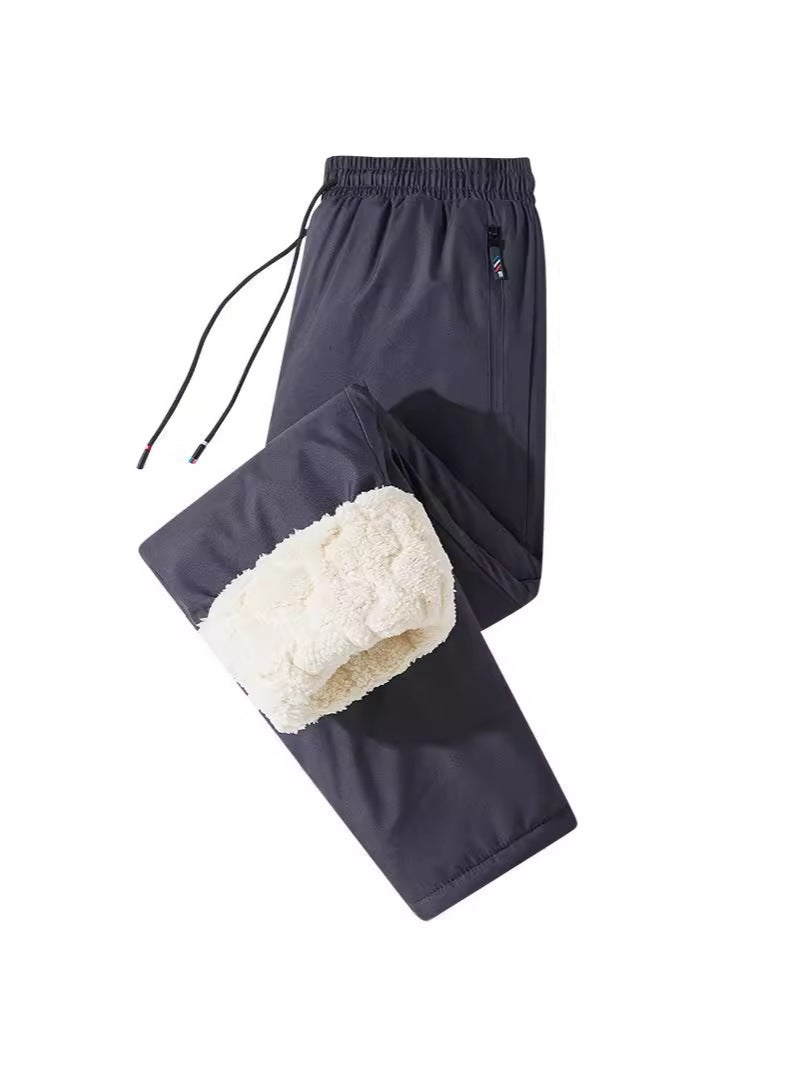 Men'S Pants, Fleece-Lined Warm Sports Pants, Thickened Straight-Leg Jogger Pants For Middle-Aged And Elderly Men, Large Size - Image 4