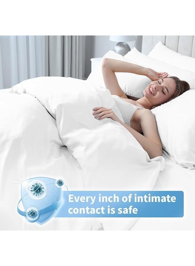 طقم مفروشات سفر للاستخدام مرة واحدة، 4 قطع، قماش، مناسب للفنادق ورحلات العمل، يتضمن غطاء ملاءة سرير، غطاء للجسم، وأغطية وسائد. غطاء ملاءة صحي 220×240 سم، غطاءا وسادة 50×85 سم، وغطاء لحاف 220×240 سم. - Image 3