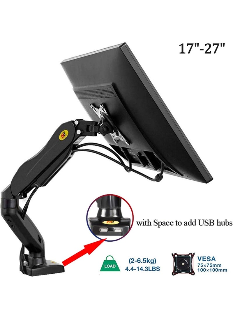NP F80 Gas Spring Monitor Arm - Adjustable Desk Mount for 17-27 Inch Screens, Full Motion TV and Computer Monitor Mount, Supports 5-15 lbs - Image 5