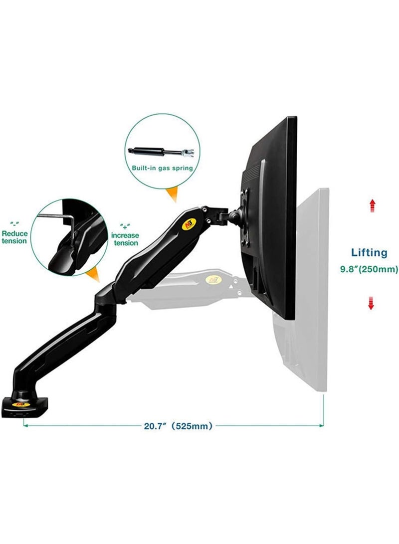 NP F80 Gas Spring Monitor Arm - Adjustable Desk Mount for 17-27 Inch Screens, Full Motion TV and Computer Monitor Mount, Supports 5-15 lbs - Image 4