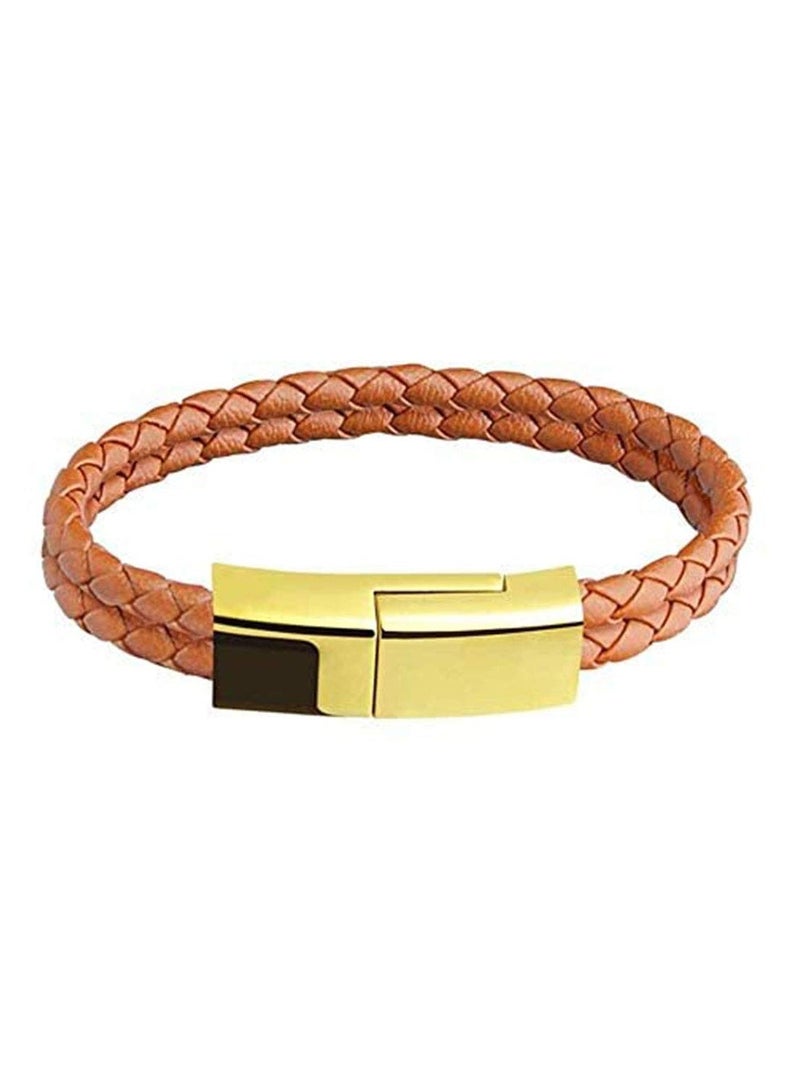 Excefore USB Type C Cable Data Sync Durable Leather Braided Wrist Bracelet Portable Short Type C Charging Cable for Galaxy S8/S8+ Nexus 5X/6P HTC 10/U11 Huawei P9/910 - Image 1