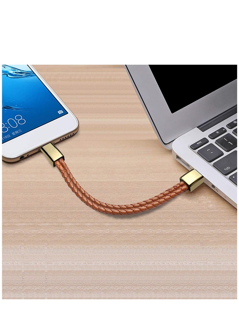Excefore USB Type C Cable Data Sync Durable Leather Braided Wrist Bracelet Portable Short Type C Charging Cable for Galaxy S8/S8+ Nexus 5X/6P HTC 10/U11 Huawei P9/910 - Image 2