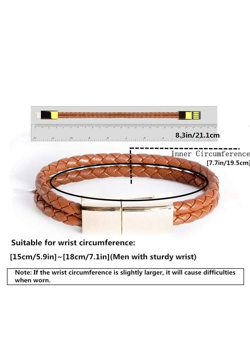 Excefore USB Type C Cable Data Sync Durable Leather Braided Wrist Bracelet Portable Short Type C Charging Cable for Galaxy S8/S8+ Nexus 5X/6P HTC 10/U11 Huawei P9/910 - Image 3