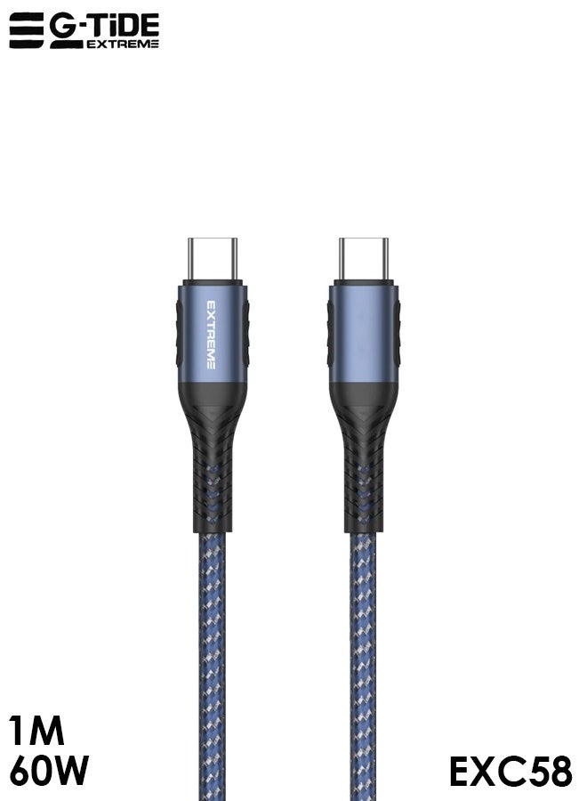 Type C to Type C Fast Charging Cable 60W PD, 1M Nylon Braided Strong Cable, 3A Quick Charge, Durable Bend-Proof Cord for Smartphones Laptops Tablets - Image 2