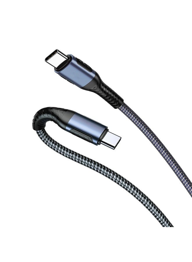Type C to Type C Fast Charging Cable 60W PD, 1M Nylon Braided Strong Cable, 3A Quick Charge, Durable Bend-Proof Cord for Smartphones Laptops Tablets - Image 3