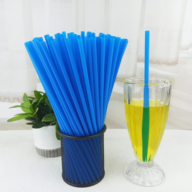 YAOSHENG 200PCS 10.2 Inches Disposable Decorative Blue Plastic Straws for Birthday Wedding Cocktail Party Supplies (0.23 * 10.2inch) (Blue) - Image 2