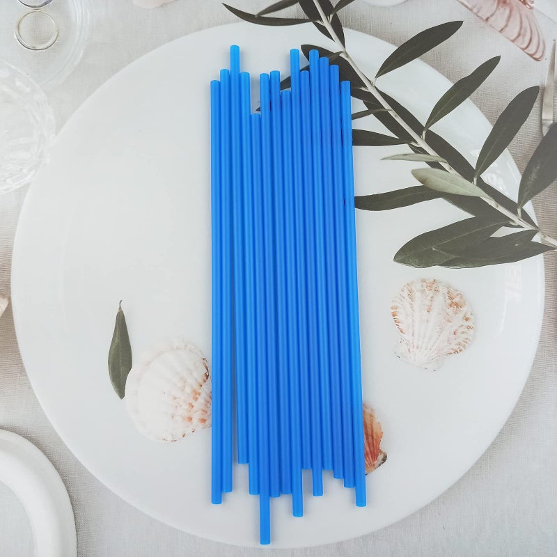 YAOSHENG 200PCS 10.2 Inches Disposable Decorative Blue Plastic Straws for Birthday Wedding Cocktail Party Supplies (0.23 * 10.2inch) (Blue) - Image 4