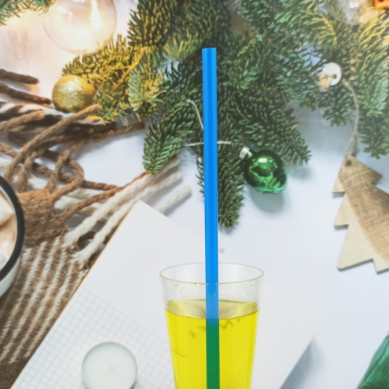 YAOSHENG 200PCS 10.2 Inches Disposable Decorative Blue Plastic Straws for Birthday Wedding Cocktail Party Supplies (0.23 * 10.2inch) (Blue) - Image 3