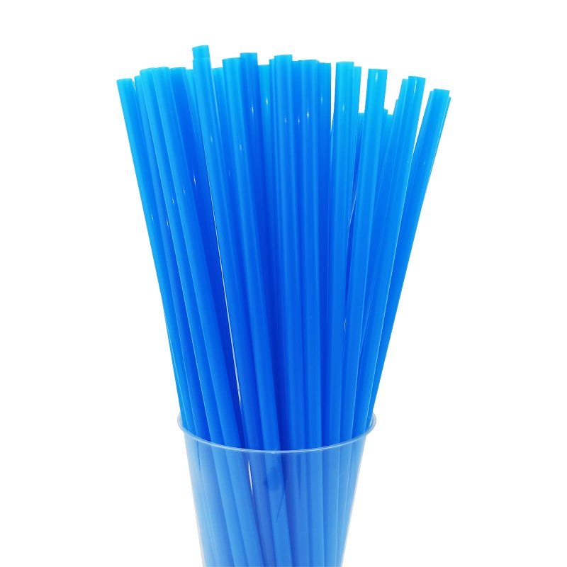 YAOSHENG 200PCS 10.2 Inches Disposable Decorative Blue Plastic Straws for Birthday Wedding Cocktail Party Supplies (0.23 * 10.2inch) (Blue) - Image 1