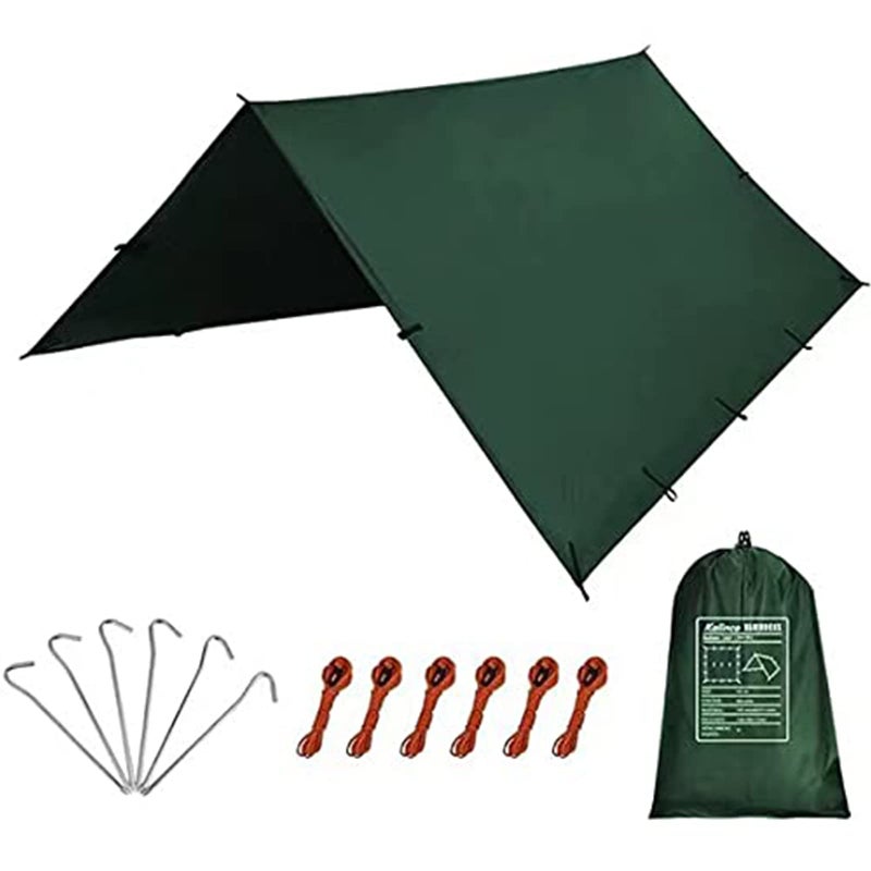 KALINCO Waterproof Camping Tarp Tent Hammock Rain Fly 10X10FT10X15FT Mutifunctional Tent Footprint Lightweight Tarp for Camping Hiking and Survival Shelter