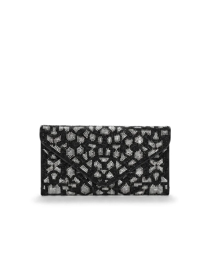 Viny Viny Women's Crystal Rhinestone Envelope Clutch – Floral Embellished Evening Bag