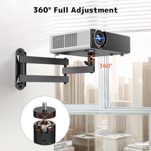 PUTORSEN Foldable Projector Wall Mount - Projector Wall Mount with 360° Rotation, Universal Wall Holder for 1/4" M4 M6 Screw Size Projectors for Home Theaters, Office - Image 3