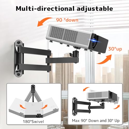PUTORSEN Foldable Projector Wall Mount - Projector Wall Mount with 360° Rotation, Universal Wall Holder for 1/4" M4 M6 Screw Size Projectors for Home Theaters, Office - Image 5