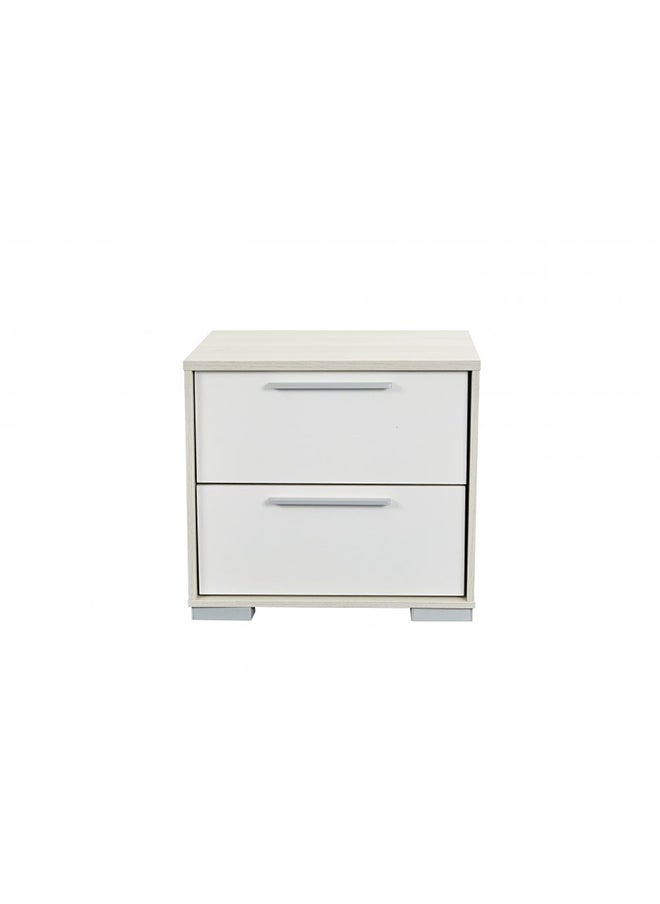 DANUBE HOME Thomas Night Stand Multifunctional Bedside Table Space Saving Nightstand End Table Storage Modern Design Furnitures For Bedroom L 48 x W 39 x H 46 cm White & Light Oak  - Image 1