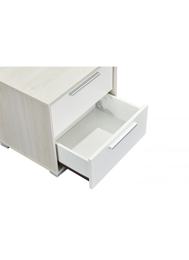 DANUBE HOME Thomas Night Stand Multifunctional Bedside Table Space Saving Nightstand End Table Storage Modern Design Furnitures For Bedroom L 48 x W 39 x H 46 cm White & Light Oak  - Image 4
