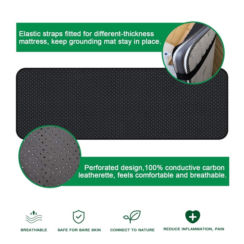 NeatEarthing Grounding Mat, Grounding Sleep Mat 54’’x 71’ Perforated Design 100% Conductive Carbon Leatherette Grounding Mats, Fits for Full Size - Image 2