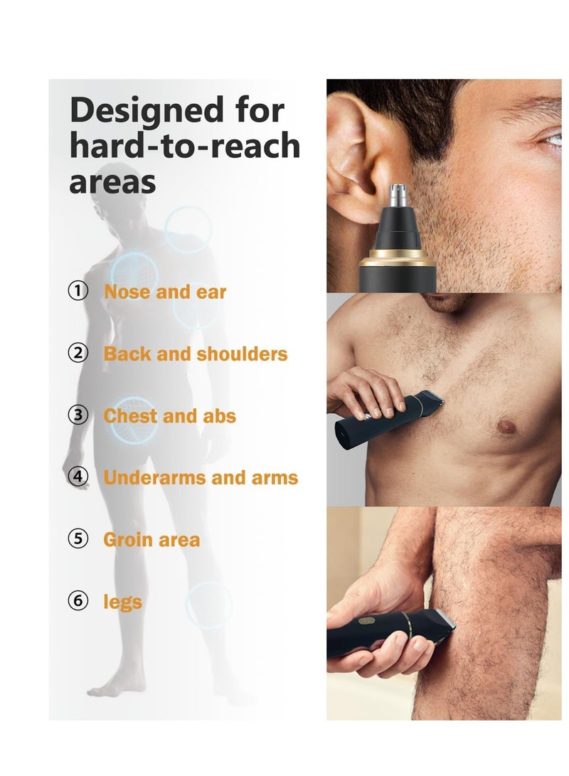 عام ماكينة تشذيب الشعر 3 في 1 ماكينة حلاقة كهربائية لمنطقة الفخذ، مقاومة للماء IPX7، ماكينة تشذيب شعر متعددة الاستخدامات للكرة/اللحية/الأنف، قابلة لإعادة الشحن عبر USB-C، هدايا للأب - Image 5