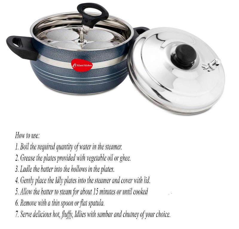 KLASSI KICHEN STAINLESS STEEL Idli Maker (3 Plates, 12 Idlis) Induction & Standard Idli Maker - Image 4