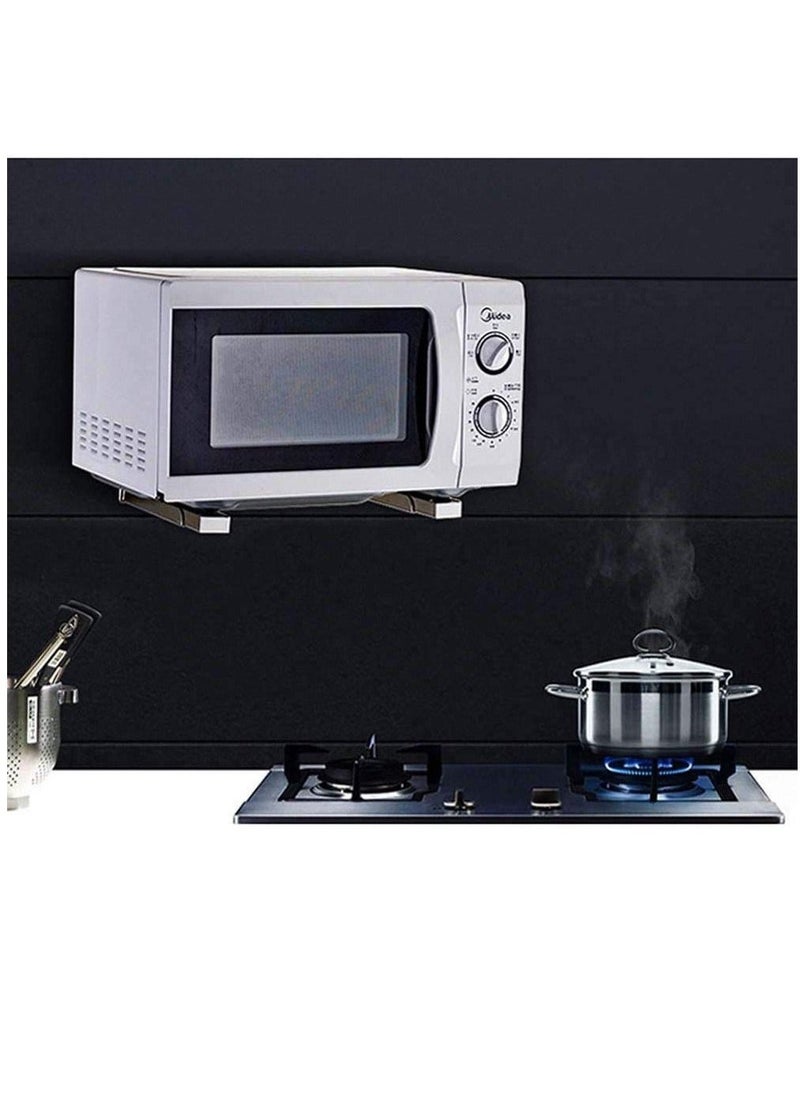 Microwave Oven Wall Mount Bracket 304 Stainless Steel Shelf Holder Foldable Stretch Rack for Stand Removable Hook  - Image 2