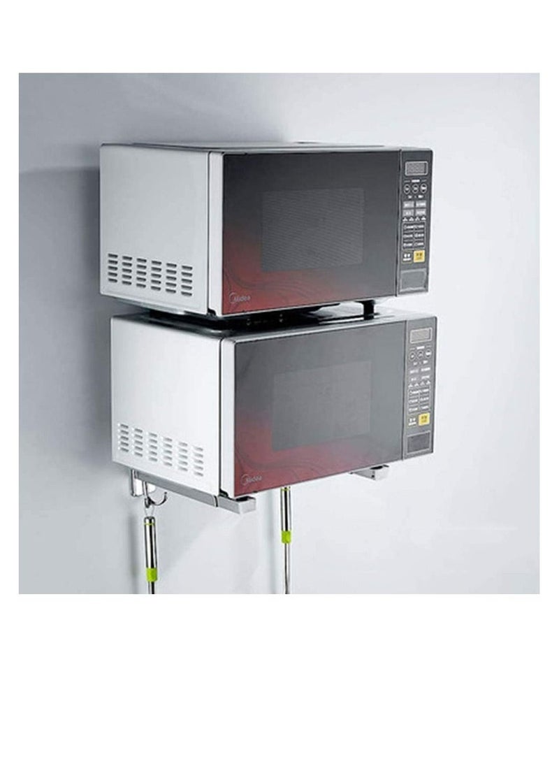Microwave Oven Wall Mount Bracket 304 Stainless Steel Shelf Holder Foldable Stretch Rack for Stand Removable Hook  - Image 3