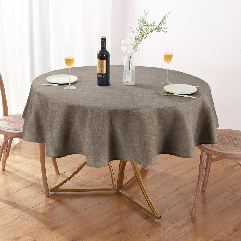 AUSSPVOCT Textured Linen 60 Inch Round Tablecloth Up to 40 Tables Waterproof SpillProof Round Table Cloth Wrinkle Free Circle Dining Table Cover for Birthday Farmhouse Outdoor Kitchen