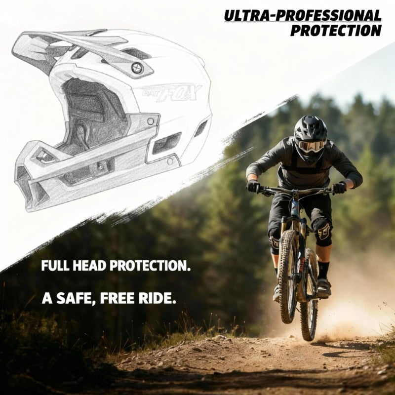 BATFOX Full Face Mountain Bike Helmet for Adults - Lightweight Ventilated MTB Helmet for Downhill, BMX, Dirt Bike & E-Bike Cycling - Image 2