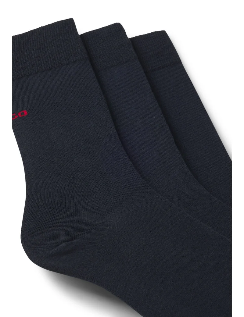 HUGO Three-pack of regular-length socks with logos