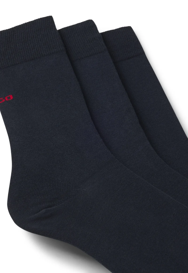 HUGO Three-pack of regular-length socks with logos