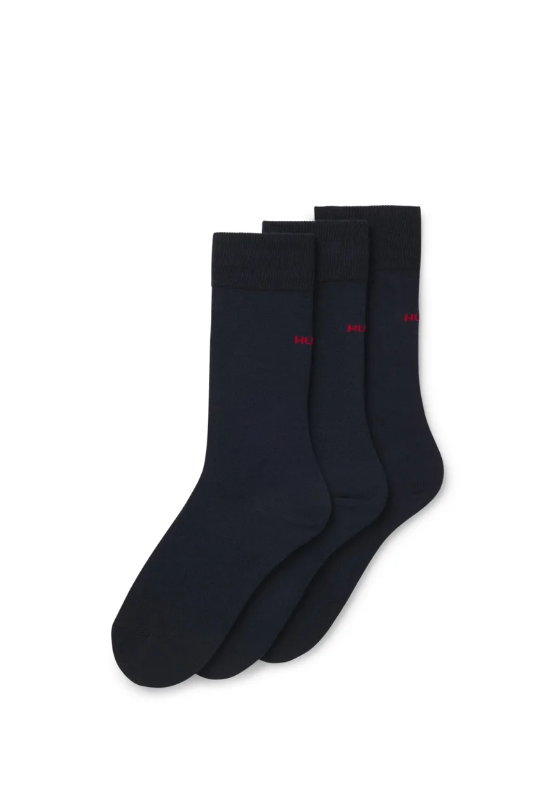 HUGO Three-pack of regular-length socks with logos