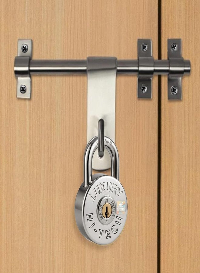 ONEPRO HI-Tech Round Push Padlock 71mm 4 Keys, 9 Steel Levers Double Locking, Strong Hardened Corrosion Resistant Shackle Lock and Keys for Home Door Shutter Shop Office Main Gate Silver Chrome Finish - Image 5