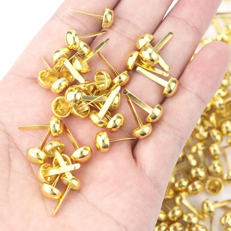 Bercoor 200 Pieces Paper Fasteners Brads, Round Metal Paper Brass Fasteners Brads for Paper Crafts, Decorative Scrapbooking, DIY Art School Project Supplies, 8 x 17mm (Golden) - Image 3