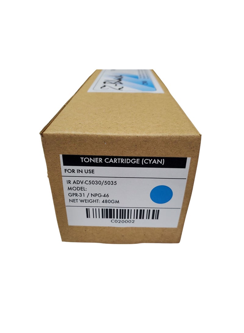 Z-Black Compatible Toner Cartridge for Canon IR Advance C-5030 / 5035 / 5235 / 5240 / NPG46 / GPR31 / C-EXV29 ( CYAN ) - Image 2