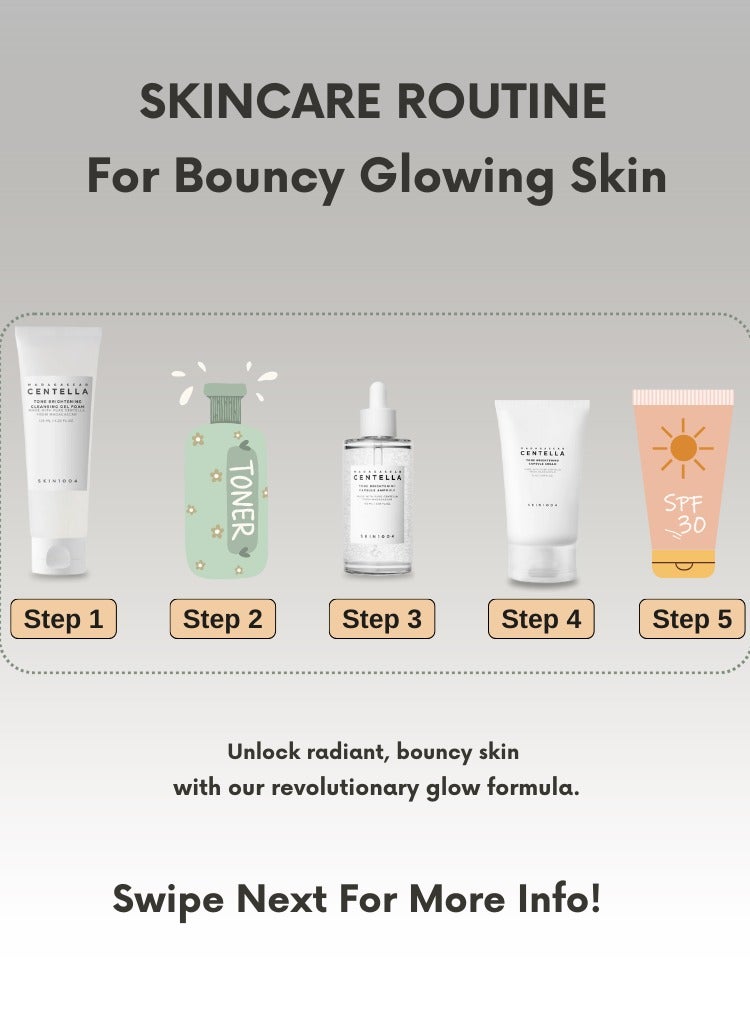 SKIN1004 Madagascar Centella Tone Brightening Boosting Pack – Foam Cleanser 125ml, Toner 210ml & Capsule Cream 75ml Set – Hydrating & Radiance-Enhancing Skincare Trio 410ml - Image 3