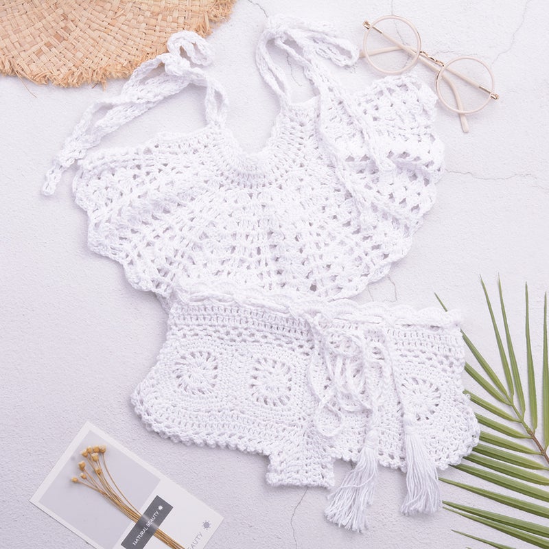 Seaside Pure Handmade Suspenders Strap Vest Chest Wrap Swimsuit Children'S Bikini Split Suit Children'S Style - Image 1
