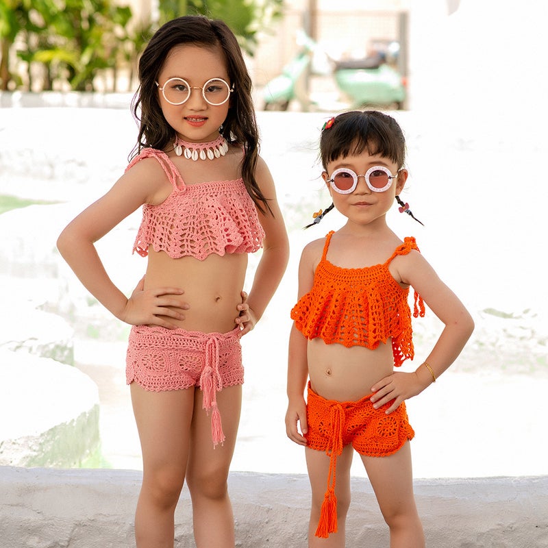 Seaside Pure Handmade Suspenders Strap Vest Chest Wrap Swimsuit Children'S Bikini Split Suit Children'S Style - Image 2