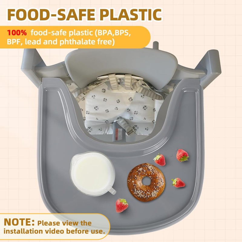 LuQiBabe Baby High Chair Tray Compatible with Stokke Tripp Trapp Chair with Smooth Surface and Strong Suction Power - Made with Food-Safe Plastic (BPA BPS BPF Lead and Phthalate Free) - Grey - Image 3