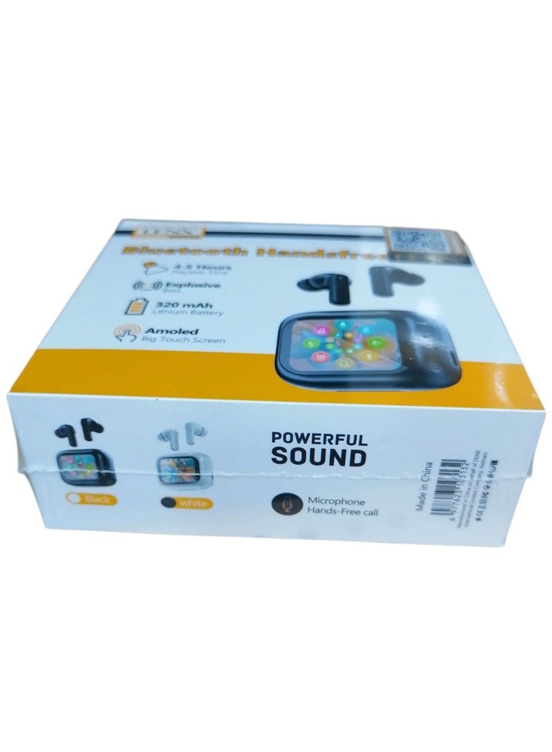 Denx Smart Bluetooth Earphone with Touch Screen ANC/ENC with 320mAh Battery Waterproof Wireless Bluetooth Earbuds with Noise Cancelling and Professional LCD Display for iPhone and Android in White - Image 4