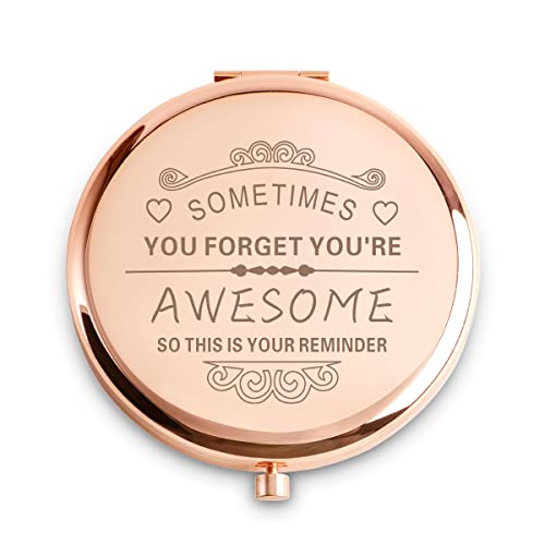 COYOAL Stocking Stuffers for Adult Teen, Inspirational Gifts for Women Girls, Unique Christmas Birthday Gifts for Her Mom Wife Sister Daughter Niece Friends, Personalized Engraved Compact Mirror - Image 1