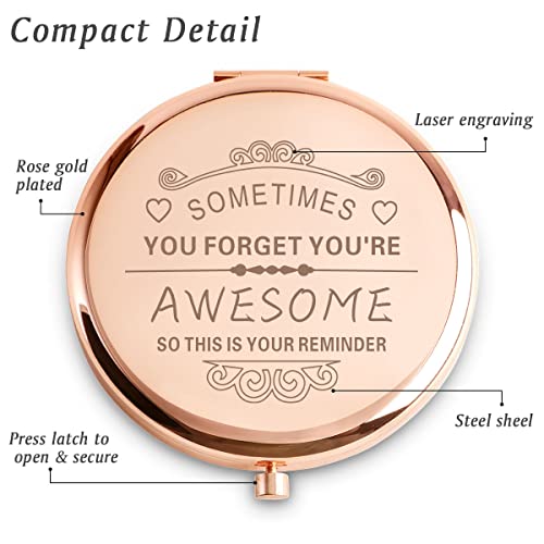 COYOAL Stocking Stuffers for Adult Teen, Inspirational Gifts for Women Girls, Unique Christmas Birthday Gifts for Her Mom Wife Sister Daughter Niece Friends, Personalized Engraved Compact Mirror - Image 2