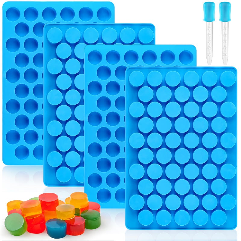 Puyeipt 4 PCS Silicone Gummy Candy Molds, 55 Cavities Non-Stick Round Molds for Small Hard Candies, Chocolates, Caramels, Jello, Fruit Snacks - Image 1