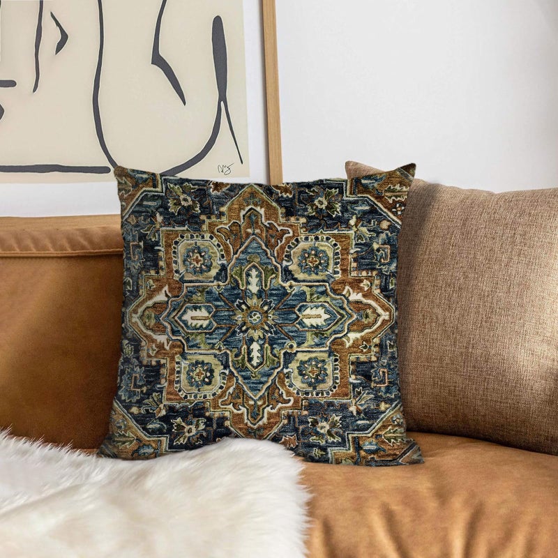 BUAEL Boho Throw Pillow Covers 18x18 inch Set of 2,Bohemian Vintage Carpet Pattern Antique Ethnic Decor Double Sided Pattern Cushion Cover Soft Pillow Case Living Sofa Room Bed Square Pillow Cover - Image 4