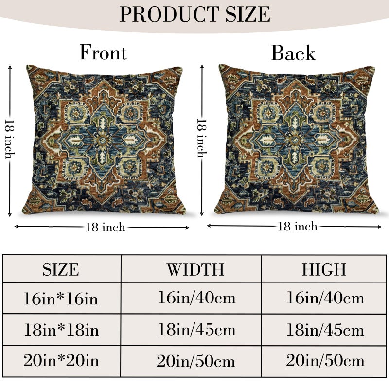 BUAEL Boho Throw Pillow Covers 18x18 inch Set of 2,Bohemian Vintage Carpet Pattern Antique Ethnic Decor Double Sided Pattern Cushion Cover Soft Pillow Case Living Sofa Room Bed Square Pillow Cover - Image 2