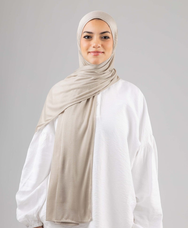 Elegant Beige Cotton Lycra Scarf