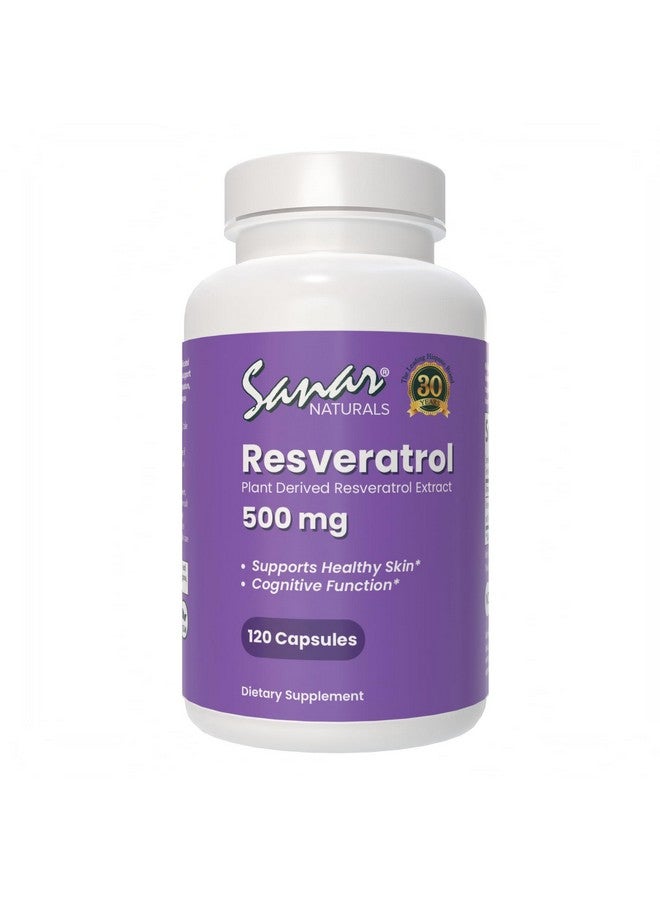 Sanar Naturals Sanar Naturals Resveratrol Supplement 500 mg - Supports Healthy Aging, Cognitive Function, and Heart Health - Plant Based Trans Resveratrol - Vegan, Non-GMO, 120 Capsules - Image 1